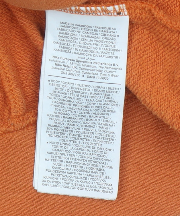 Nike Air Men’s Orange S Pullover Hoodie Logo Fleece