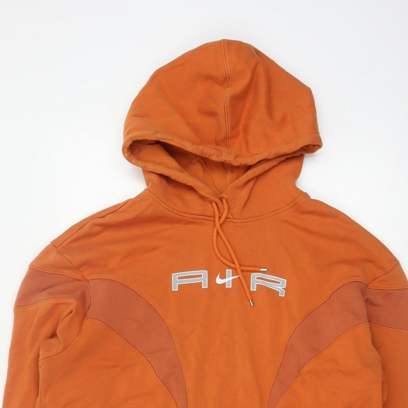 Nike Air Men’s Orange S Pullover Hoodie Logo Fleece