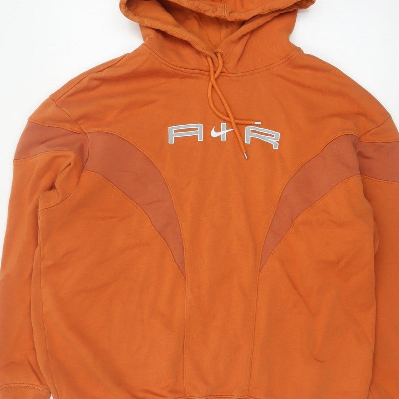 Nike Air Men’s Orange S Pullover Hoodie Logo Fleece