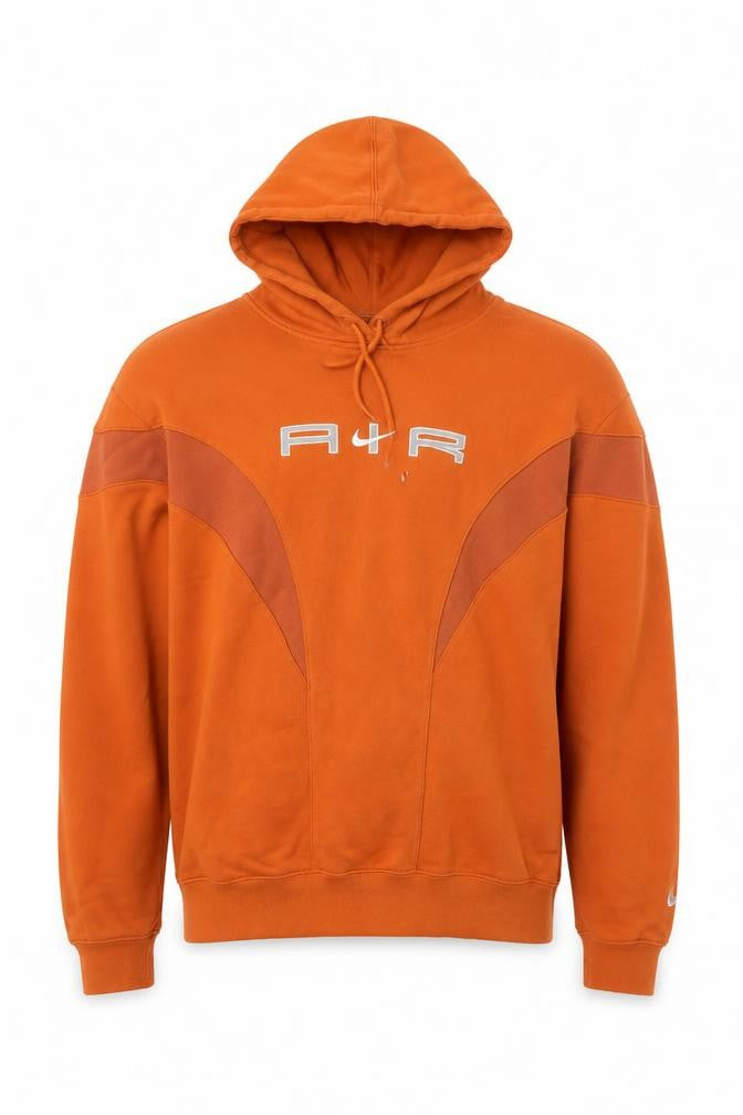 Nike Air Men’s Orange S Pullover Hoodie Logo Fleece