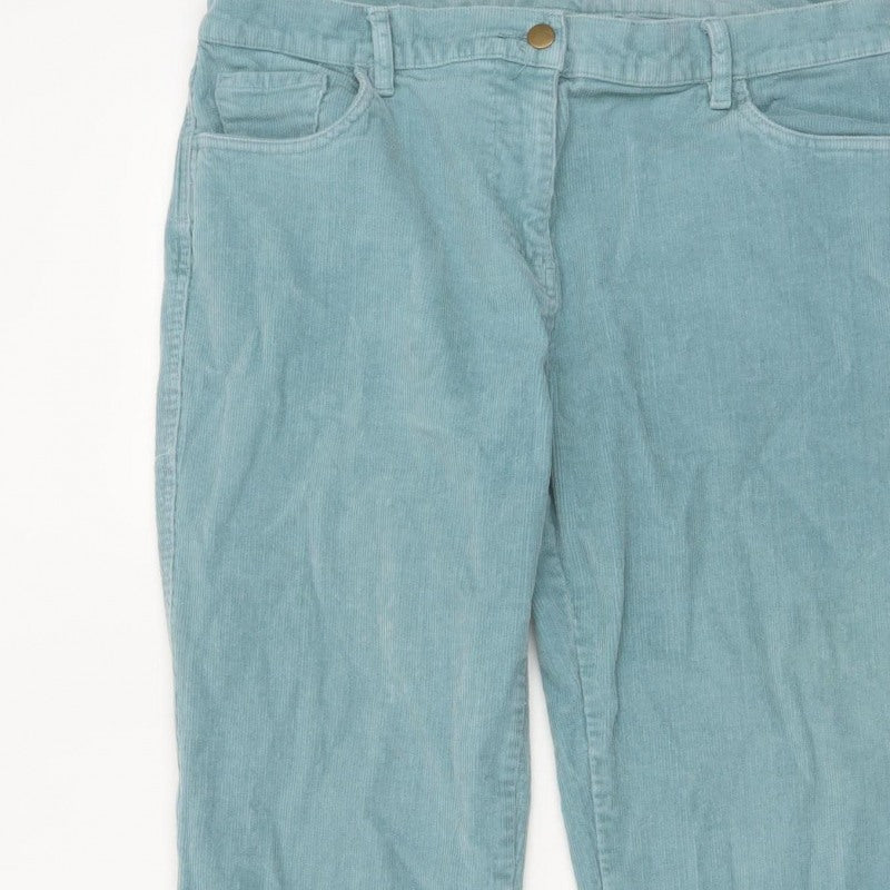 Cotton Traders Women Blue Corduroy Bootcut Trousers Size 16