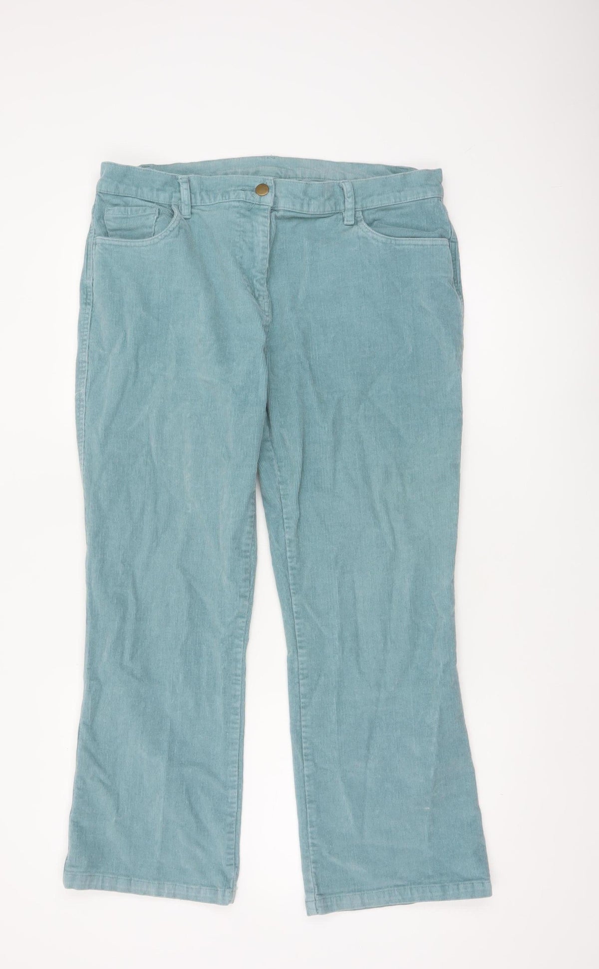 Cotton Traders Women Blue Corduroy Bootcut Trousers Size 16