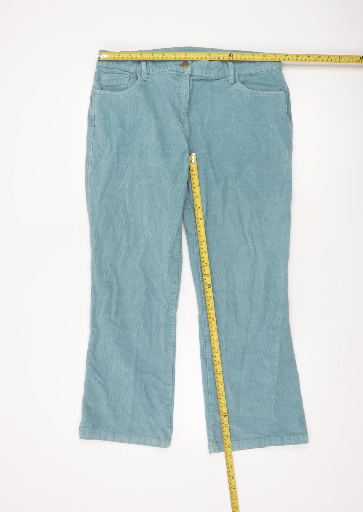 Cotton Traders Women Blue Corduroy Bootcut Trousers Size 16