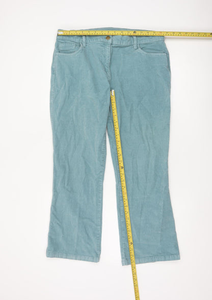 Cotton Traders Women Blue Corduroy Bootcut Trousers Size 16