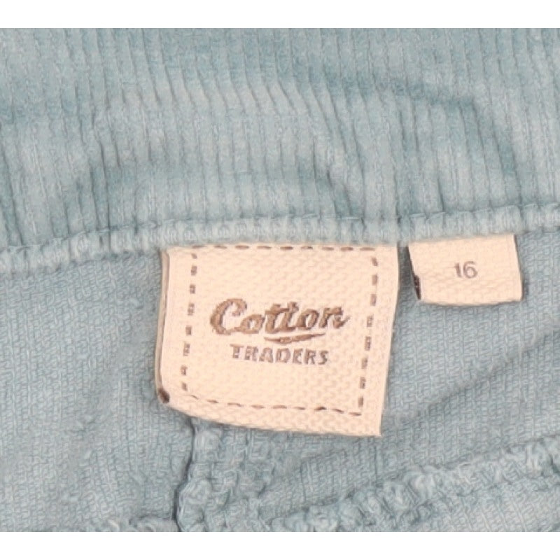 Cotton Traders Women Blue Corduroy Bootcut Trousers Size 16