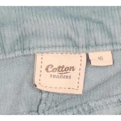 Cotton Traders Women Blue Corduroy Bootcut Trousers Size 16