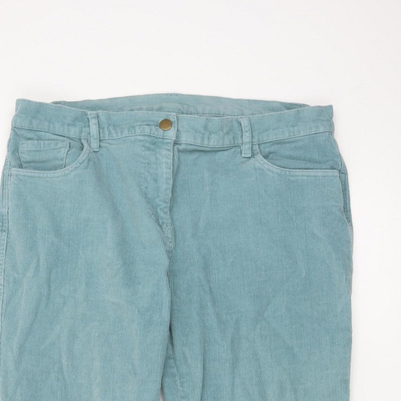 Cotton Traders Women Blue Corduroy Bootcut Trousers Size 16