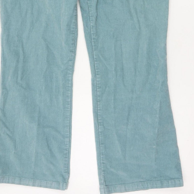 Cotton Traders Women Blue Corduroy Bootcut Trousers Size 16
