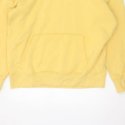 GANT Men’s Yellow L Pullover Hoodie Logo Drawstring Cotton Blend