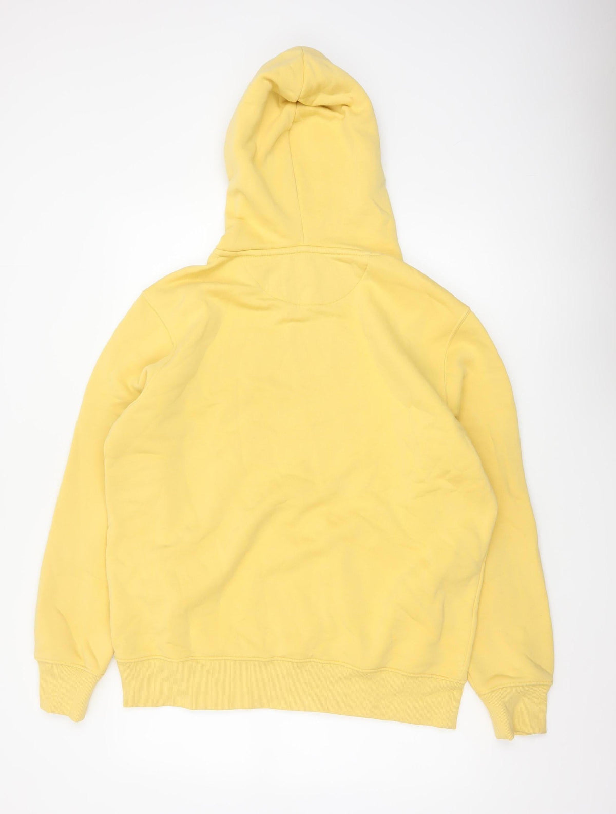 GANT Men’s Yellow L Pullover Hoodie Logo Drawstring Cotton Blend