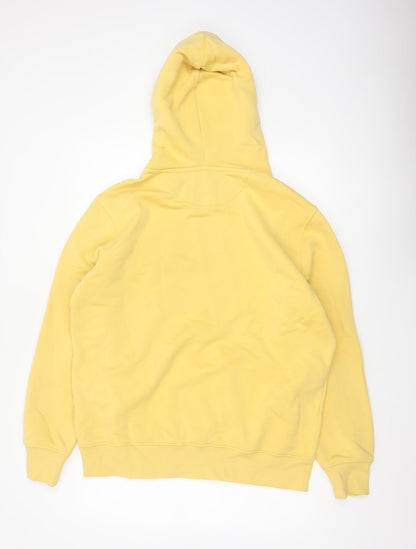 GANT Men’s Yellow L Pullover Hoodie Logo Drawstring Cotton Blend