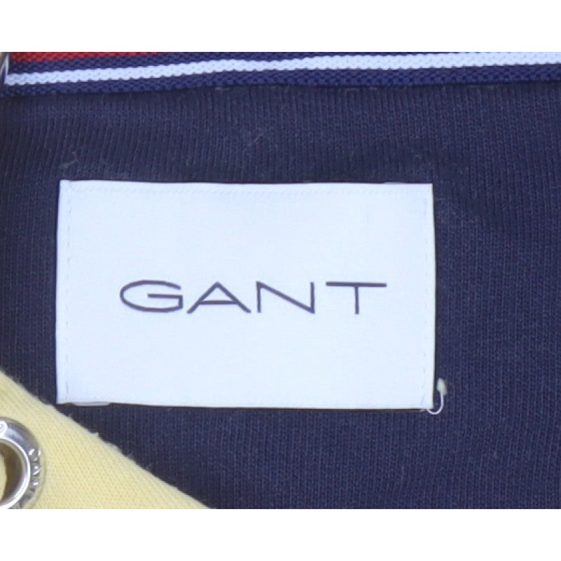 GANT Men’s Yellow L Pullover Hoodie Logo Drawstring Cotton Blend