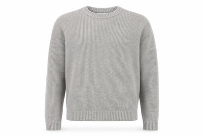 Marks and Spencer Men Grey XL Lambswool Blend Rib Knit Crew Neck Jumper