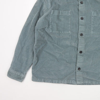 Marks and Spencer Men's Green 2XL Corduroy Overshirt Button-Up