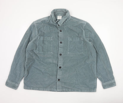 Marks and Spencer Men's Green 2XL Corduroy Overshirt Button-Up