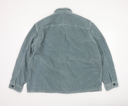 Marks and Spencer Men's Green 2XL Corduroy Overshirt Button-Up