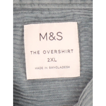 Marks and Spencer Men's Green 2XL Corduroy Overshirt Button-Up