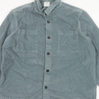 Marks and Spencer Men's Green 2XL Corduroy Overshirt Button-Up