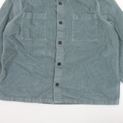 Marks and Spencer Men's Green 2XL Corduroy Overshirt Button-Up