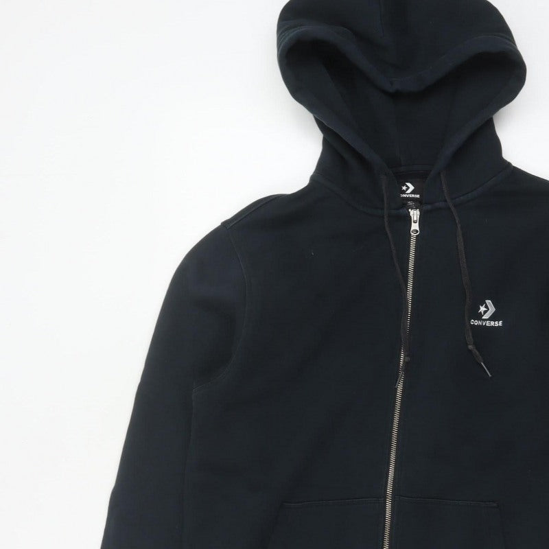 Converse Men’s Black S Full Zip Logo Hooded Fleece Hoodie