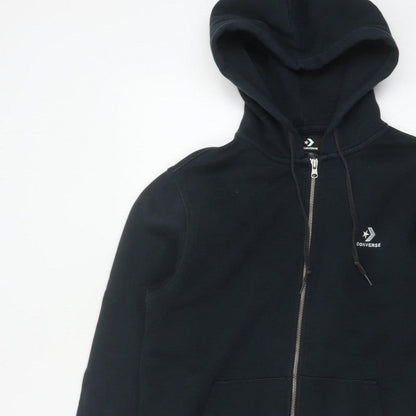 Converse Men’s Black S Full Zip Logo Hooded Fleece Hoodie
