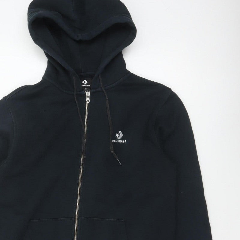 Converse Men’s Black S Full Zip Logo Hooded Fleece Hoodie
