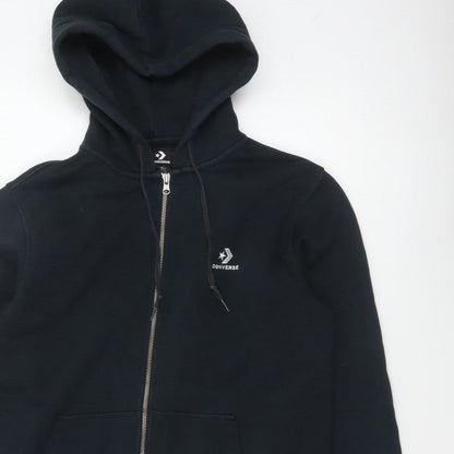 Converse Men’s Black S Full Zip Logo Hooded Fleece Hoodie