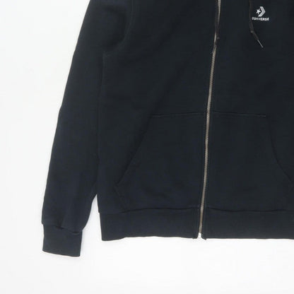 Converse Men’s Black S Full Zip Logo Hooded Fleece Hoodie