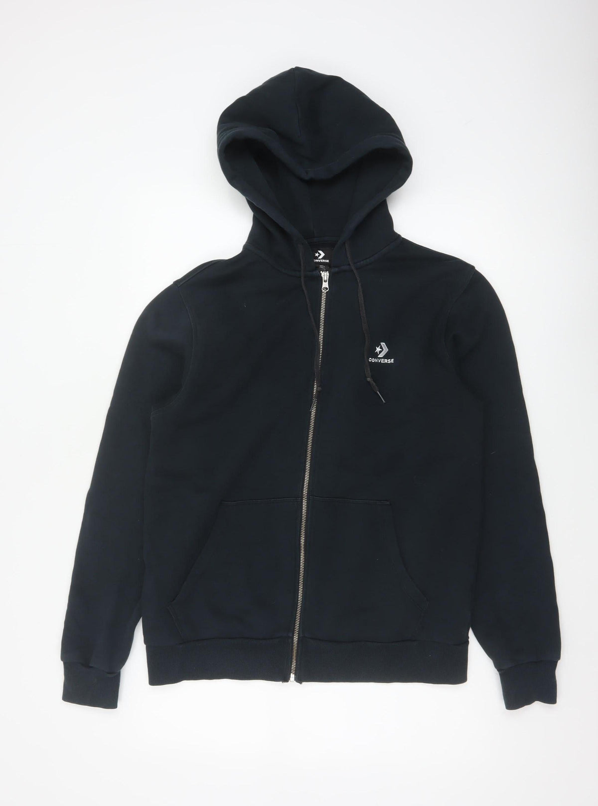 Converse Men’s Black S Full Zip Logo Hooded Fleece Hoodie