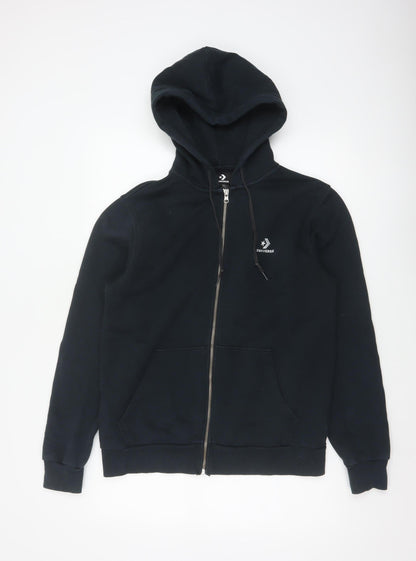 Converse Men’s Black S Full Zip Logo Hooded Fleece Hoodie