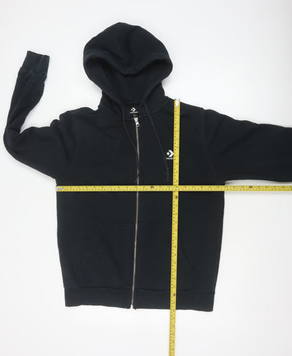 Converse Men’s Black S Full Zip Logo Hooded Fleece Hoodie