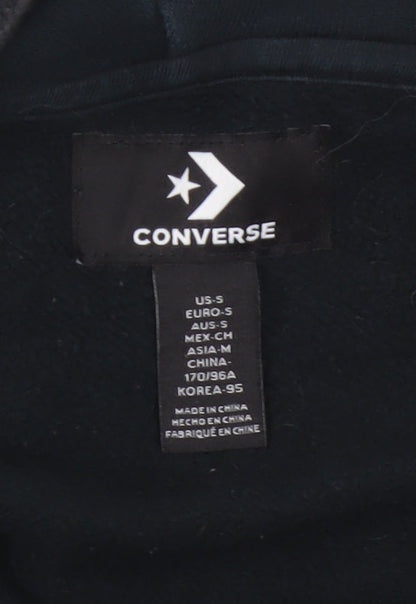 Converse Men’s Black S Full Zip Logo Hooded Fleece Hoodie