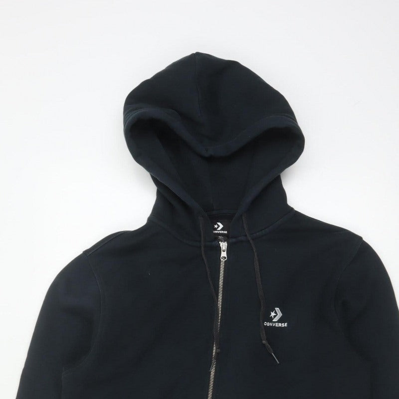 Converse Men’s Black S Full Zip Logo Hooded Fleece Hoodie