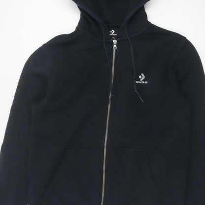 Converse Men’s Black S Full Zip Logo Hooded Fleece Hoodie