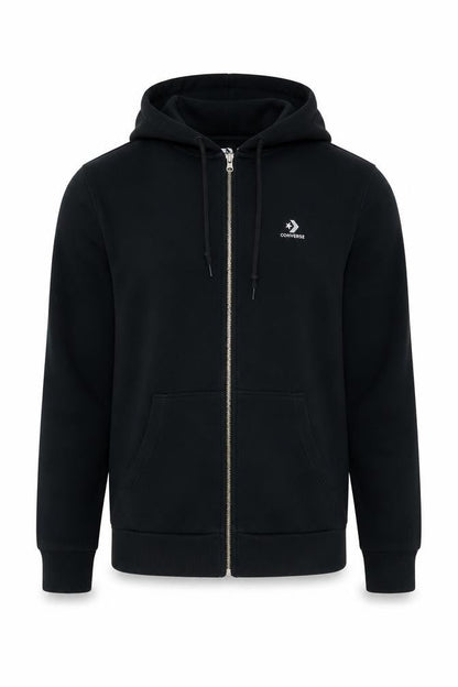 Converse Men’s Black S Full Zip Logo Hooded Fleece Hoodie