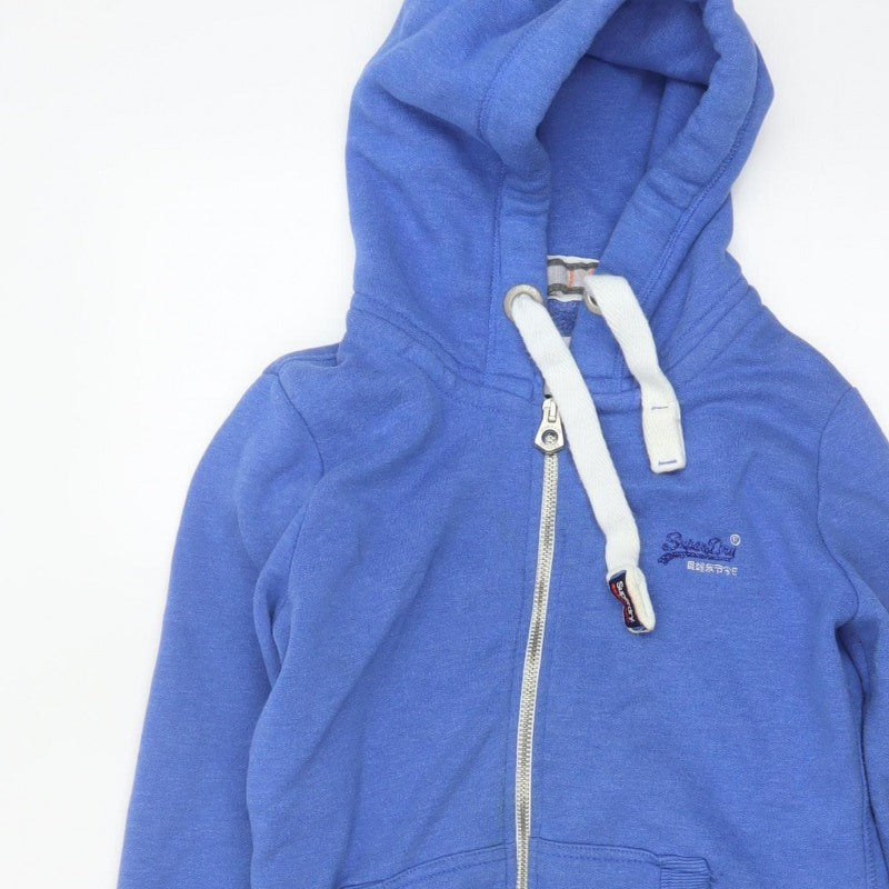 Superdry Women Blue M Full Zip Hooded Logo Fleece Hoodie