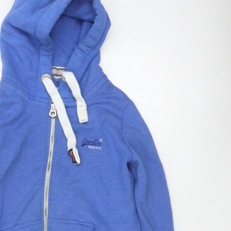 Superdry Women Blue M Full Zip Hooded Logo Fleece Hoodie