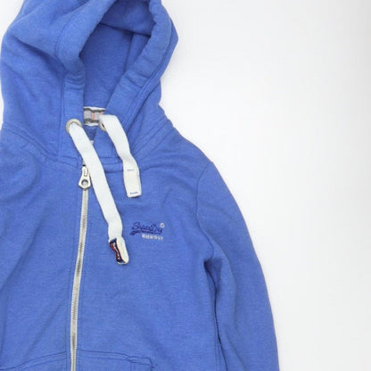 Superdry Women Blue M Full Zip Hooded Logo Fleece Hoodie