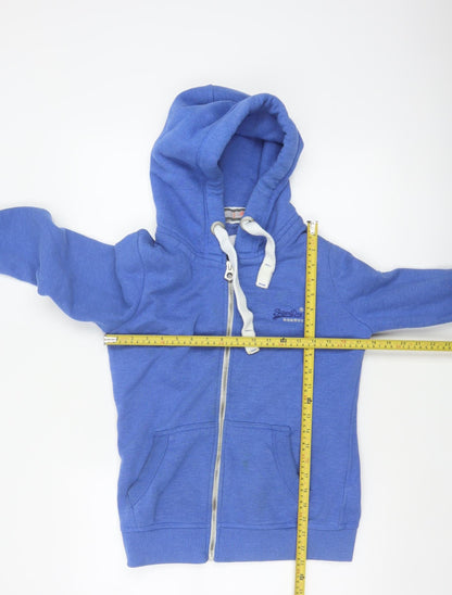Superdry Women Blue M Full Zip Hooded Logo Fleece Hoodie