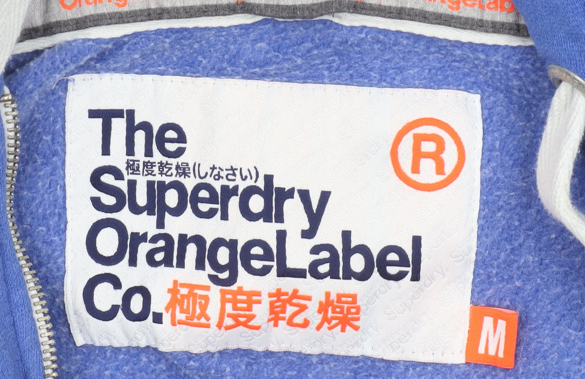 Superdry Women Blue M Full Zip Hooded Logo Fleece Hoodie