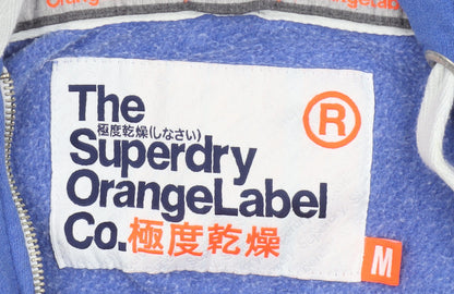 Superdry Women Blue M Full Zip Hooded Logo Fleece Hoodie