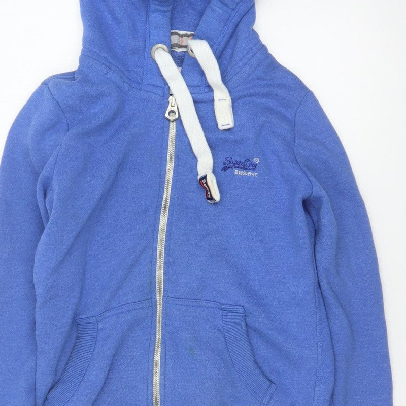 Superdry Women Blue M Full Zip Hooded Logo Fleece Hoodie