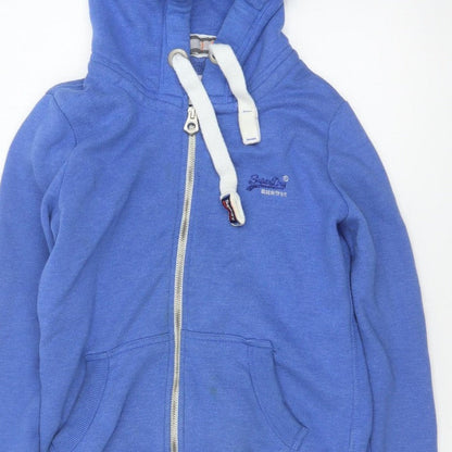 Superdry Women Blue M Full Zip Hooded Logo Fleece Hoodie