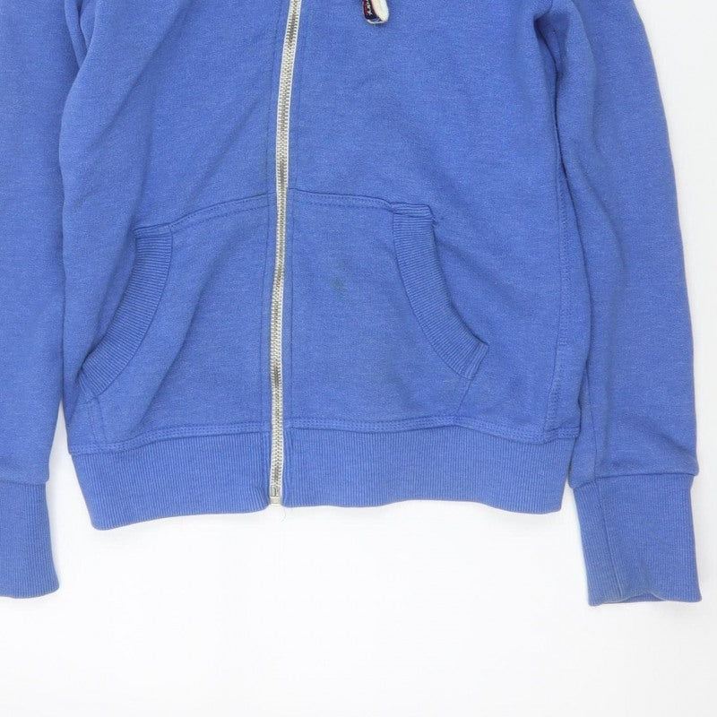 Superdry Women Blue M Full Zip Hooded Logo Fleece Hoodie
