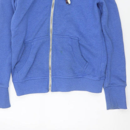 Superdry Women Blue M Full Zip Hooded Logo Fleece Hoodie