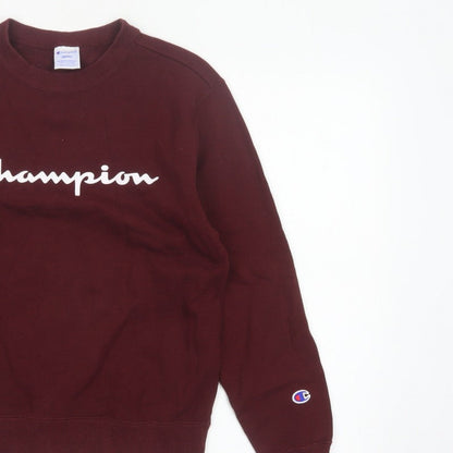 Champion Women Brown S Pullover Sweatshirt Logo Crew Neck