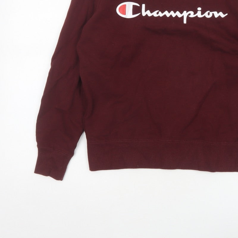 Champion Women Brown S Pullover Sweatshirt Logo Crew Neck