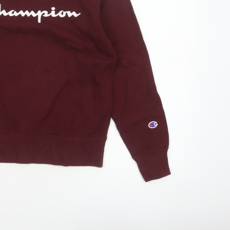 Champion Women Brown S Pullover Sweatshirt Logo Crew Neck