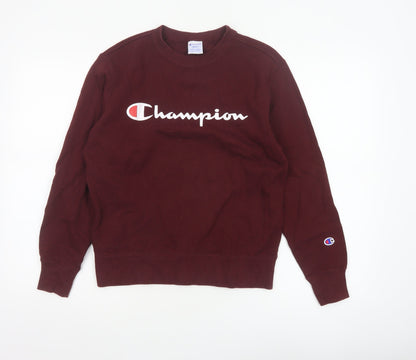 Champion Women Brown S Pullover Sweatshirt Logo Crew Neck