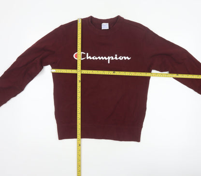 Champion Women Brown S Pullover Sweatshirt Logo Crew Neck